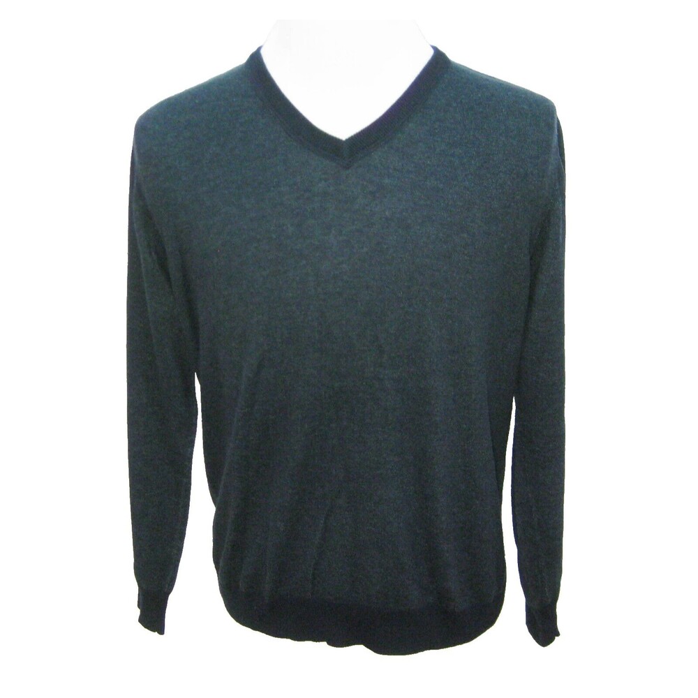 J.CREW Men's (Size Large) Solid Navy Blue V-Neck 100% Cotton Sweater Shirt Top